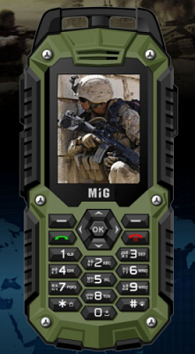 MIG77 водонепроницаемый противоударный сотовый телефон (2 sim) green