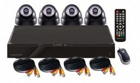 Комплект для видеонаблюдения DVR и 4 купольные камеры