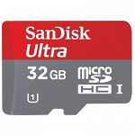 Sandisk Ultra microSDHC Class 10 UHS Class 1 30MB/s 32GB + SD adapter карты памяти microsd купить объем памяти 32 ГБ 