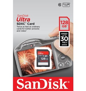 Sandisk Ultra SDXC Class 10 UHS-I 30MB/s 128GB + SD adapter карты памяти microsd купить объем памяти: 128 ГБ 