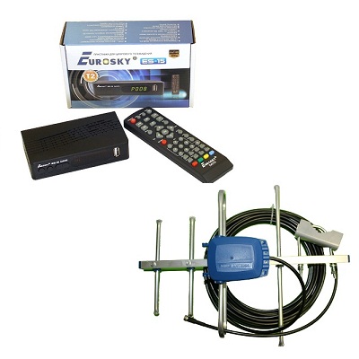 EUROSKY ES-15 A4 с антенной кабелем 10 м DVB-T2 Цифровой эфирный ресивер (Комплект)