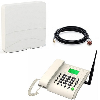 Kit MT3020b Стационарный сотовый телефон GSM под сим карту (белый) с антенной панельной