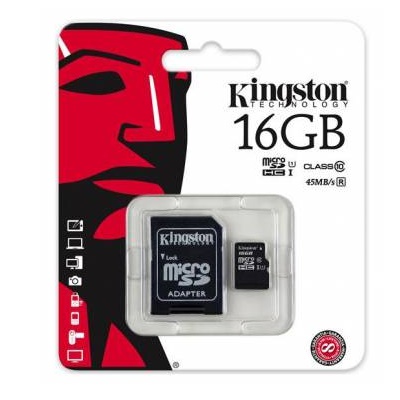 Флеш карта microSDHC 16Gb Class10 Kingston SDC10G2/16GB + adapter