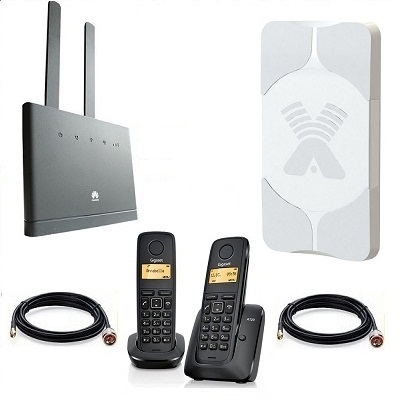 Комплект ShopCarry SIM 310-2AA стационарный сотовый радио DECT телефон с двумя трубками GSM/4G/3G WIFI роутер и антенна MIMO