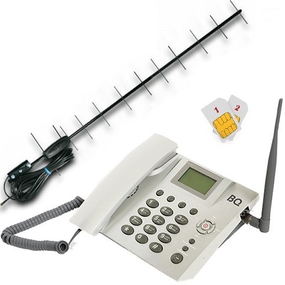 BQ-2052 Point Стационарный сотовый телефон GSM с антенной уличной под 2 сим карты (бело-серый)
