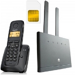 Комплект SHOPCARRY SIM 315-1 стационарный сотовый радио DECT телефон GSM/4G/3G WIFI и роутер универсальный купить 4G роутер Huawei B315 универсальный работает со всеми операторами сети и Panasonic