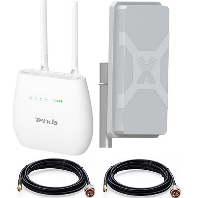 Tenda 4g680 v2 4G 3G SiM роутер Wifi с Антенной уличной MIMO 14.5dBi кабель 10м х 2