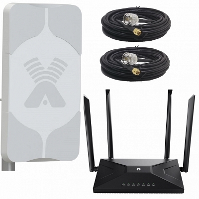 Netis MW5360 Роутер под SIM-карту 3G 4G LTE Wi-Fi с Антенной 18 dBi уличной широкополосной MIMO и кабелем 10 метров